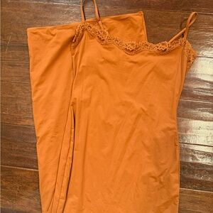 Lace trim SKIMS dress- Burnt Orange